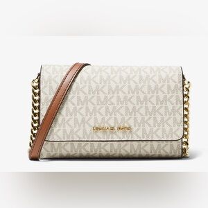 Michael Kors Jet Set Travel Phone Crossbody Bag Wallet Clutch MK Vanilla